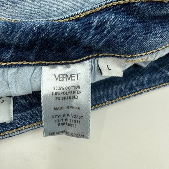 Vervet Jean Shorts Women Large Blue Denim Cut Off Stretch Distressed High Rise - Picture 9 of 14